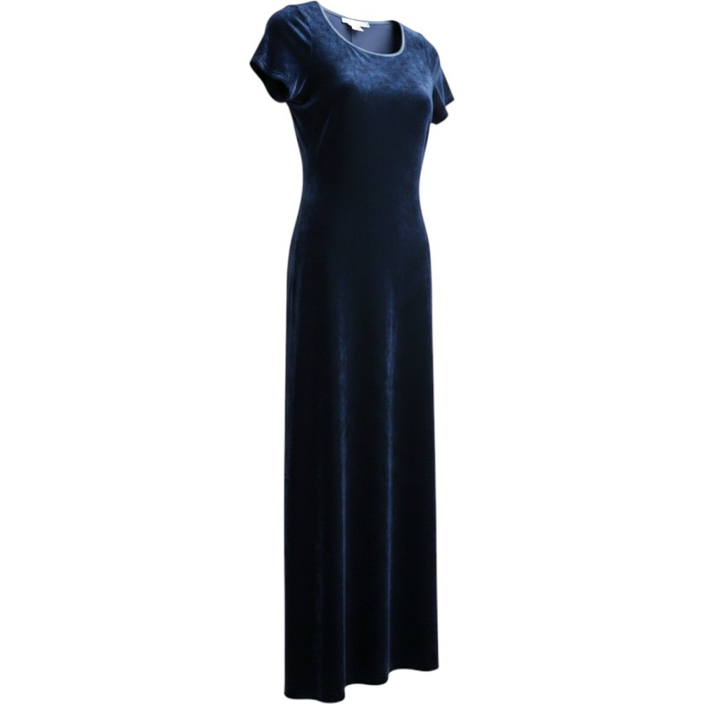 Rampage Vintage 90s Navy Blue Velvet Maxi Dress Short Sleeve Bodycon M Y2K Goth